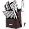 imageZulay 15 Piece Stainless Steel Knife Set with Block and Sharpener  Sharp Knife Block Set with Built In Sharpener  Kitchen Knife Set With Block  Rust Proof Knife Set Stainless SteelDark Walnut  Stainless Steel