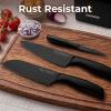 imageZulay 15 Piece Stainless Steel Knife Set with Block and Sharpener  Sharp Knife Block Set with Built In Sharpener  Kitchen Knife Set With Block  Rust Proof Knife Set Stainless SteelObsidian Black  Stainless Steel