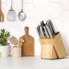 imageZulay 15 Piece Stainless Steel Knife Set with Block and Sharpener  Sharp Knife Block Set with Built In Sharpener  Kitchen Knife Set With Block  Rust Proof Knife Set Stainless SteelNatural Maple  Stainless Steel