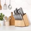 imageZulay 15 Piece Stainless Steel Knife Set with Block and Sharpener  Sharp Knife Block Set with Built In Sharpener  Kitchen Knife Set With Block  Rust Proof Knife Set Stainless SteelNatural Maple  Stainless Steel