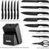 imageZulay 15 Piece Stainless Steel Knife Set with Block and Sharpener  Sharp Knife Block Set with Built In Sharpener  Kitchen Knife Set With Block  Rust Proof Knife Set Stainless SteelObsidian Black  Stainless Steel