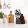 imageZulay 15 Piece Stainless Steel Knife Set with Block and Sharpener  Sharp Knife Block Set with Built In Sharpener  Kitchen Knife Set With Block  Rust Proof Knife Set Stainless SteelDark Walnut  Stainless Steel