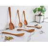 imageZulay Kitchen ExtraLarge 5Piece Wooden Spoon Set for Cooking  Smooth Teak Wooden Utensils  ComfortGrip NonStick Wooden Cooking Spoons  Large Wooden Turner Spatula Skimmer Fork Serving Spoon6 Piece Set