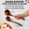 imageZulay Kitchen ExtraLarge 5Piece Wooden Spoon Set for Cooking  Smooth Teak Wooden Utensils  ComfortGrip NonStick Wooden Cooking Spoons  Large Wooden Turner Spatula Skimmer Fork Serving SpoonLarge 5 PieceSet