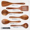 imageZulay Kitchen ExtraLarge 5Piece Wooden Spoon Set for Cooking  Smooth Teak Wooden Utensils  ComfortGrip NonStick Wooden Cooking Spoons  Large Wooden Turner Spatula Skimmer Fork Serving SpoonLarge 6Piece Set