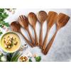 imageZulay Kitchen ExtraLarge 5Piece Wooden Spoon Set for Cooking  Smooth Teak Wooden Utensils  ComfortGrip NonStick Wooden Cooking Spoons  Large Wooden Turner Spatula Skimmer Fork Serving Spoon6 Piece Set