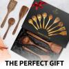imageZulay Kitchen ExtraLarge 5Piece Wooden Spoon Set for Cooking  Smooth Teak Wooden Utensils  ComfortGrip NonStick Wooden Cooking Spoons  Large Wooden Turner Spatula Skimmer Fork Serving SpoonWooden Cooking Utensils