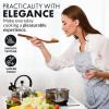 imageZulay Kitchen ExtraLarge 5Piece Wooden Spoon Set for Cooking  Smooth Teak Wooden Utensils  ComfortGrip NonStick Wooden Cooking Spoons  Large Wooden Turner Spatula Skimmer Fork Serving SpoonLarge 6Piece Set