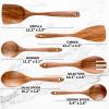 imageZulay Kitchen ExtraLarge 5Piece Wooden Spoon Set for Cooking  Smooth Teak Wooden Utensils  ComfortGrip NonStick Wooden Cooking Spoons  Large Wooden Turner Spatula Skimmer Fork Serving Spoon6 Piece Set