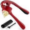 imageZulay Kitchen Large Premium Garlic Press Set  Bigger Bowl for Bigger Garlic  Rust Proof ampamp Dishwasher Safe Garlic Mincer Tool  EasySqueeze EasyClean Silicone Garlic Peeler ampamp Brush SilverFire Red