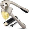 imageZulay Kitchen Large Premium Garlic Press Set  Bigger Bowl for Bigger Garlic  Rust Proof ampamp Dishwasher Safe Garlic Mincer Tool  EasySqueeze EasyClean Silicone Garlic Peeler ampamp Brush SilverSilver