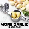 imageZulay Kitchen Large Premium Garlic Press Set  Bigger Bowl for Bigger Garlic  Rust Proof ampamp Dishwasher Safe Garlic Mincer Tool  EasySqueeze EasyClean Silicone Garlic Peeler ampamp Brush SilverChrome Silver