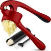 imageZulay Kitchen Large Premium Garlic Press Set  Bigger Bowl for Bigger Garlic  Rust Proof ampamp Dishwasher Safe Garlic Mincer Tool  EasySqueeze EasyClean Silicone Garlic Peeler ampamp Brush SilverFire Red
