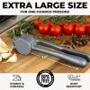 imageZulay Kitchen Large Premium Garlic Press Set  Bigger Bowl for Bigger Garlic  Rust Proof ampamp Dishwasher Safe Garlic Mincer Tool  EasySqueeze EasyClean Silicone Garlic Peeler ampamp Brush SilverSlate