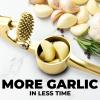 imageZulay Kitchen Large Premium Garlic Press Set  Bigger Bowl for Bigger Garlic  Rust Proof ampamp Dishwasher Safe Garlic Mincer Tool  EasySqueeze EasyClean Silicone Garlic Peeler ampamp Brush SilverGold