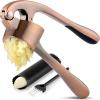 imageZulay Kitchen Large Premium Garlic Press Set  Bigger Bowl for Bigger Garlic  Rust Proof ampamp Dishwasher Safe Garlic Mincer Tool  EasySqueeze EasyClean Silicone Garlic Peeler ampamp Brush SilverCopper