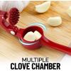 imageZulay Kitchen Large Premium Garlic Press Set  Bigger Bowl for Bigger Garlic  Rust Proof ampamp Dishwasher Safe Garlic Mincer Tool  EasySqueeze EasyClean Silicone Garlic Peeler ampamp Brush SilverFire Red