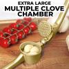 imageZulay Kitchen Large Premium Garlic Press Set  Bigger Bowl for Bigger Garlic  Rust Proof ampamp Dishwasher Safe Garlic Mincer Tool  EasySqueeze EasyClean Silicone Garlic Peeler ampamp Brush SilverGold