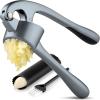 imageZulay Kitchen Large Premium Garlic Press Set  Bigger Bowl for Bigger Garlic  Rust Proof ampamp Dishwasher Safe Garlic Mincer Tool  EasySqueeze EasyClean Silicone Garlic Peeler ampamp Brush SilverSlate