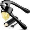 imageZulay Kitchen Large Premium Garlic Press Set  Bigger Bowl for Bigger Garlic  Rust Proof ampamp Dishwasher Safe Garlic Mincer Tool  EasySqueeze EasyClean Silicone Garlic Peeler ampamp Brush SilverElegant Black