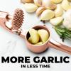 imageZulay Kitchen Large Premium Garlic Press Set  Bigger Bowl for Bigger Garlic  Rust Proof ampamp Dishwasher Safe Garlic Mincer Tool  EasySqueeze EasyClean Silicone Garlic Peeler ampamp Brush SilverRose Gold