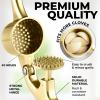 imageZulay Kitchen Large Premium Garlic Press Set  Bigger Bowl for Bigger Garlic  Rust Proof ampamp Dishwasher Safe Garlic Mincer Tool  EasySqueeze EasyClean Silicone Garlic Peeler ampamp Brush SilverGold