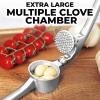 imageZulay Kitchen Large Premium Garlic Press Set  Bigger Bowl for Bigger Garlic  Rust Proof ampamp Dishwasher Safe Garlic Mincer Tool  EasySqueeze EasyClean Silicone Garlic Peeler ampamp Brush SilverChrome Silver