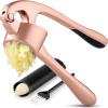 imageZulay Kitchen Large Premium Garlic Press Set  Bigger Bowl for Bigger Garlic  Rust Proof ampamp Dishwasher Safe Garlic Mincer Tool  EasySqueeze EasyClean Silicone Garlic Peeler ampamp Brush SilverRose Gold