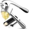 imageZulay Kitchen Large Premium Garlic Press Set  Bigger Bowl for Bigger Garlic  Rust Proof ampamp Dishwasher Safe Garlic Mincer Tool  EasySqueeze EasyClean Silicone Garlic Peeler ampamp Brush SilverChrome Silver