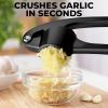 imageZulay Kitchen Large Premium Garlic Press Set  Bigger Bowl for Bigger Garlic  Rust Proof ampamp Dishwasher Safe Garlic Mincer Tool  EasySqueeze EasyClean Silicone Garlic Peeler ampamp Brush SilverElegant Black