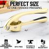 imageZulay Kitchen Large Premium Garlic Press Set  Bigger Bowl for Bigger Garlic  Rust Proof ampamp Dishwasher Safe Garlic Mincer Tool  EasySqueeze EasyClean Silicone Garlic Peeler ampamp Brush SilverGold
