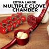 imageZulay Kitchen Large Premium Garlic Press Set  Bigger Bowl for Bigger Garlic  Rust Proof ampamp Dishwasher Safe Garlic Mincer Tool  EasySqueeze EasyClean Silicone Garlic Peeler ampamp Brush SilverFire Red