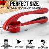imageZulay Kitchen Large Premium Garlic Press Set  Bigger Bowl for Bigger Garlic  Rust Proof ampamp Dishwasher Safe Garlic Mincer Tool  EasySqueeze EasyClean Silicone Garlic Peeler ampamp Brush SilverFire Red