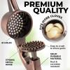 imageZulay Kitchen Large Premium Garlic Press Set  Bigger Bowl for Bigger Garlic  Rust Proof ampamp Dishwasher Safe Garlic Mincer Tool  EasySqueeze EasyClean Silicone Garlic Peeler ampamp Brush SilverCopper