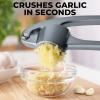 imageZulay Kitchen Large Premium Garlic Press Set  Bigger Bowl for Bigger Garlic  Rust Proof ampamp Dishwasher Safe Garlic Mincer Tool  EasySqueeze EasyClean Silicone Garlic Peeler ampamp Brush SilverSlate