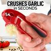 imageZulay Kitchen Large Premium Garlic Press Set  Bigger Bowl for Bigger Garlic  Rust Proof ampamp Dishwasher Safe Garlic Mincer Tool  EasySqueeze EasyClean Silicone Garlic Peeler ampamp Brush SilverFire Red