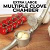 imageZulay Kitchen Large Premium Garlic Press Set  Bigger Bowl for Bigger Garlic  Rust Proof ampamp Dishwasher Safe Garlic Mincer Tool  EasySqueeze EasyClean Silicone Garlic Peeler ampamp Brush SilverSilver