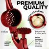 imageZulay Kitchen Large Premium Garlic Press Set  Bigger Bowl for Bigger Garlic  Rust Proof ampamp Dishwasher Safe Garlic Mincer Tool  EasySqueeze EasyClean Silicone Garlic Peeler ampamp Brush SilverFire Red
