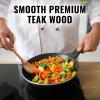 imageZulay Kitchen Premium Large Teak Wooden Spoon For Cooking  Durable Wooden Cooking Utensil Perfect Wooden Kitchen Utensil Set Addition Smooth Finish Natural Teak Spoon NonStick Wooden SpoonSmall Spoon