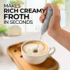 imageZulay Powerful Milk Frother Wand  Mini Milk Frother Handheld Stainless Steel  Battery Operated Drink Mixer for Coffee Lattes Cappuccino Matcha  FrothMate Milk Frother Gift  Black ampamp CopperMatte Gray