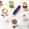 imageZulay Powerful Milk Frother Wand  Mini Milk Frother Handheld Stainless Steel  Battery Operated Drink Mixer for Coffee Lattes Cappuccino Matcha  FrothMate Milk Frother Gift  Black ampamp CopperDeep Purple