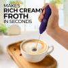 imageZulay Powerful Milk Frother Wand  Mini Milk Frother Handheld Stainless Steel  Battery Operated Drink Mixer for Coffee Lattes Cappuccino Matcha  FrothMate Milk Frother Gift  Black ampamp CopperDeep Purple