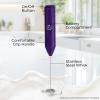 imageZulay Powerful Milk Frother Wand  Mini Milk Frother Handheld Stainless Steel  Battery Operated Drink Mixer for Coffee Lattes Cappuccino Matcha  FrothMate Milk Frother Gift  Black ampamp CopperDeep Purple