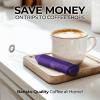 imageZulay Powerful Milk Frother Wand  Mini Milk Frother Handheld Stainless Steel  Battery Operated Drink Mixer for Coffee Lattes Cappuccino Matcha  FrothMate Milk Frother Gift  Black ampamp CopperDeep Purple