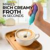 imageZulay Powerful Milk Frother Wand  Mini Milk Frother Handheld Stainless Steel  Battery Operated Drink Mixer for Coffee Lattes Cappuccino Matcha  FrothMate Milk Frother Gift  Black ampamp CopperTeal Purple Blend