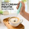 imageZulay Powerful Milk Frother Wand  Mini Milk Frother Handheld Stainless Steel  Battery Operated Drink Mixer for Coffee Lattes Cappuccino Matcha  FrothMate Milk Frother Gift  Black ampamp CopperFresh Mint