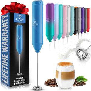 imageZulay Powerful Milk Frother Wand  Mini Milk Frother Handheld Stainless Steel  Battery Operated Drink Mixer for Coffee Lattes Cappuccino Matcha  FrothMate Milk Frother Gift  Black ampamp CopperBlue