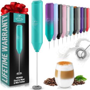 imageZulay Powerful Milk Frother Wand  Mini Milk Frother Handheld Stainless Steel  Battery Operated Drink Mixer for Coffee Lattes Cappuccino Matcha  FrothMate Milk Frother Gift  Black ampamp CopperCool Teal