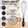 imageZulay 11Inch Stainless Steel Whisk  Balloon Whisk Kitchen Tool With Soft Silicone Handle  Thick Durable Wired Whisk Utensil For Blending Beating Whisking Frothing Stirring ampamp More BlackDark Black