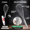 imageZulay 11Inch Stainless Steel Whisk  Balloon Whisk Kitchen Tool With Soft Silicone Handle  Thick Durable Wired Whisk Utensil For Blending Beating Whisking Frothing Stirring ampamp More BlackStainless Steel